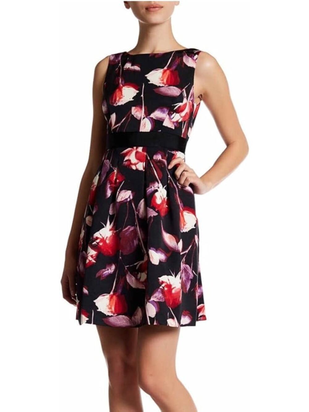 Adrianna Papell EUC Women's Fit & Flare Floral Sleeveless Dress Size 6